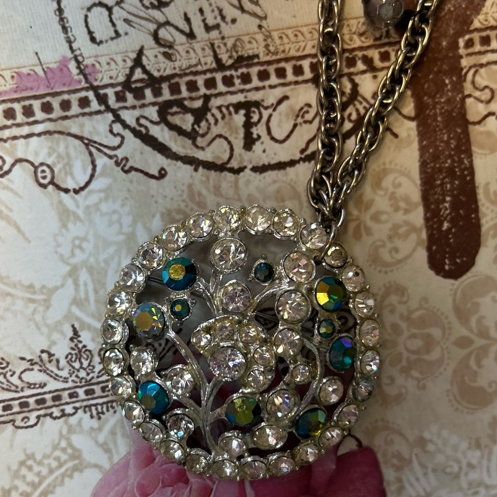 Vintage Brooch Necklace AMAZING COLOR!!